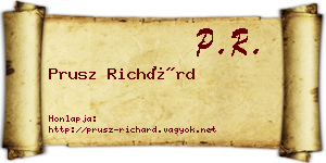 Prusz Richárd névjegykártya
